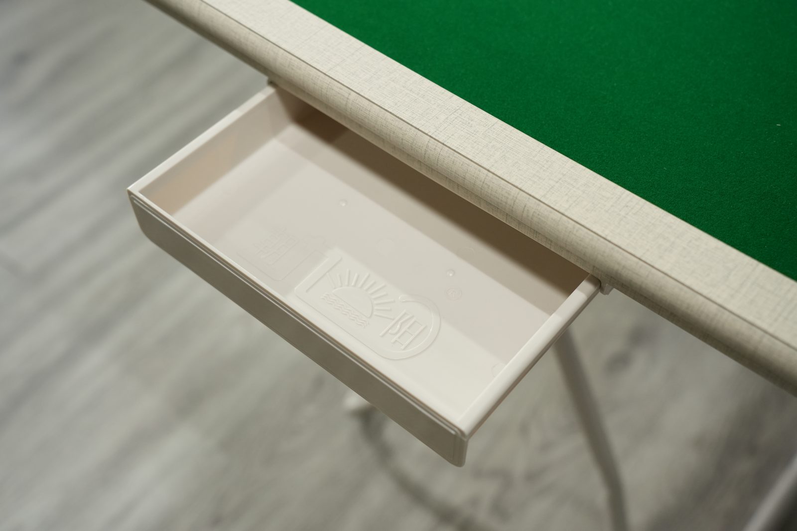 White storage drawer pulled open