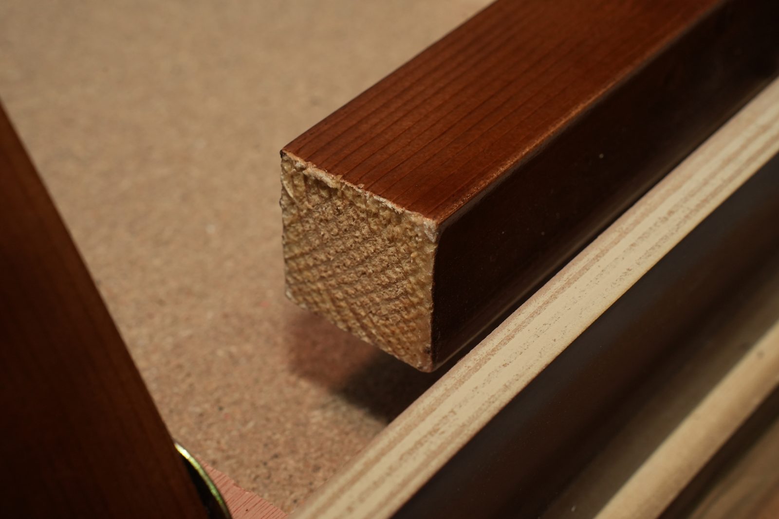 Solid wood leg end grain