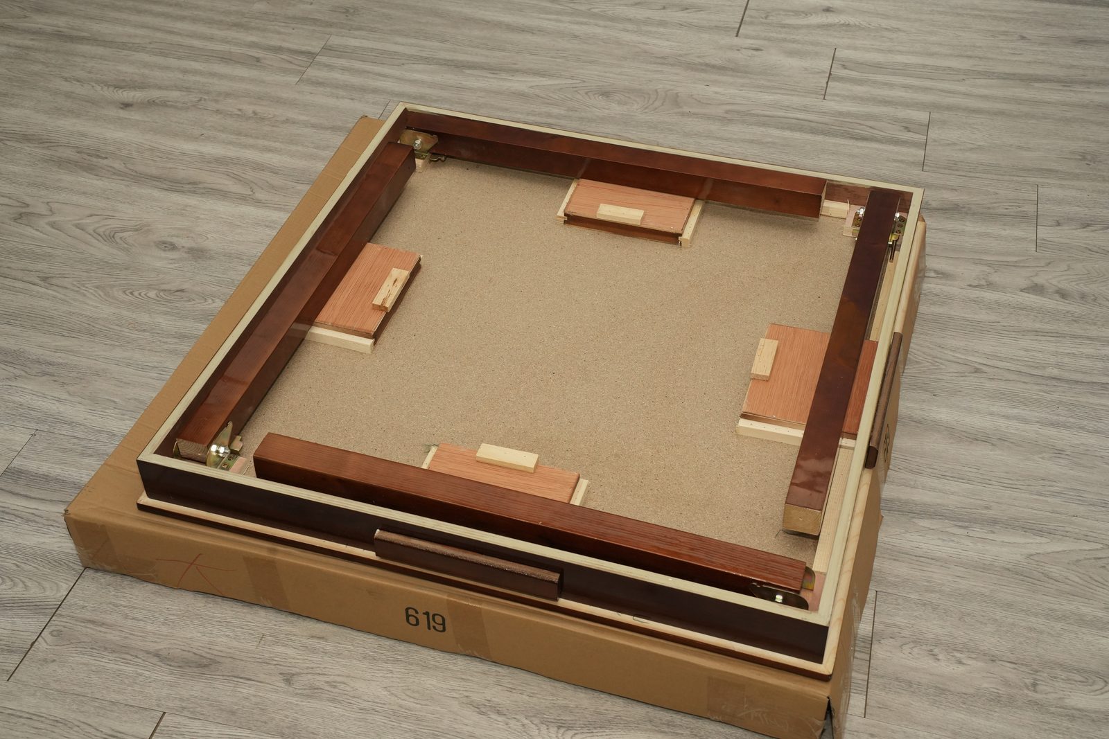Table folded flat for storage