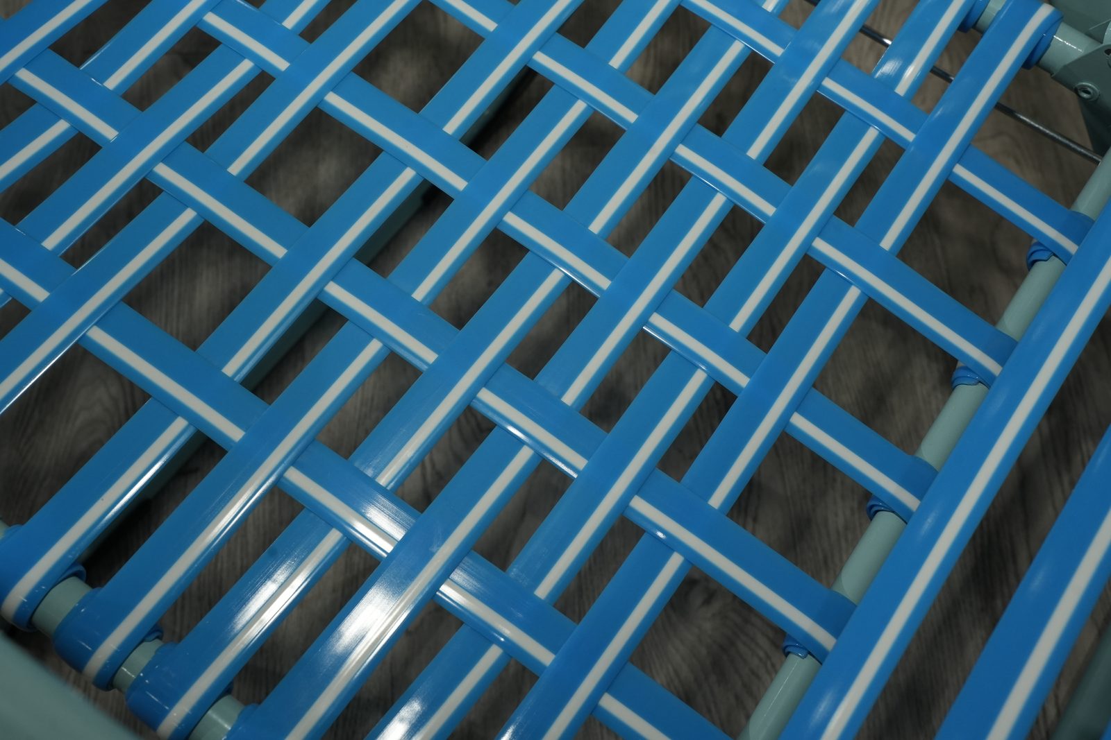 Blue striped elastic weave close-up